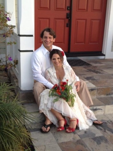 Married couple in front of church